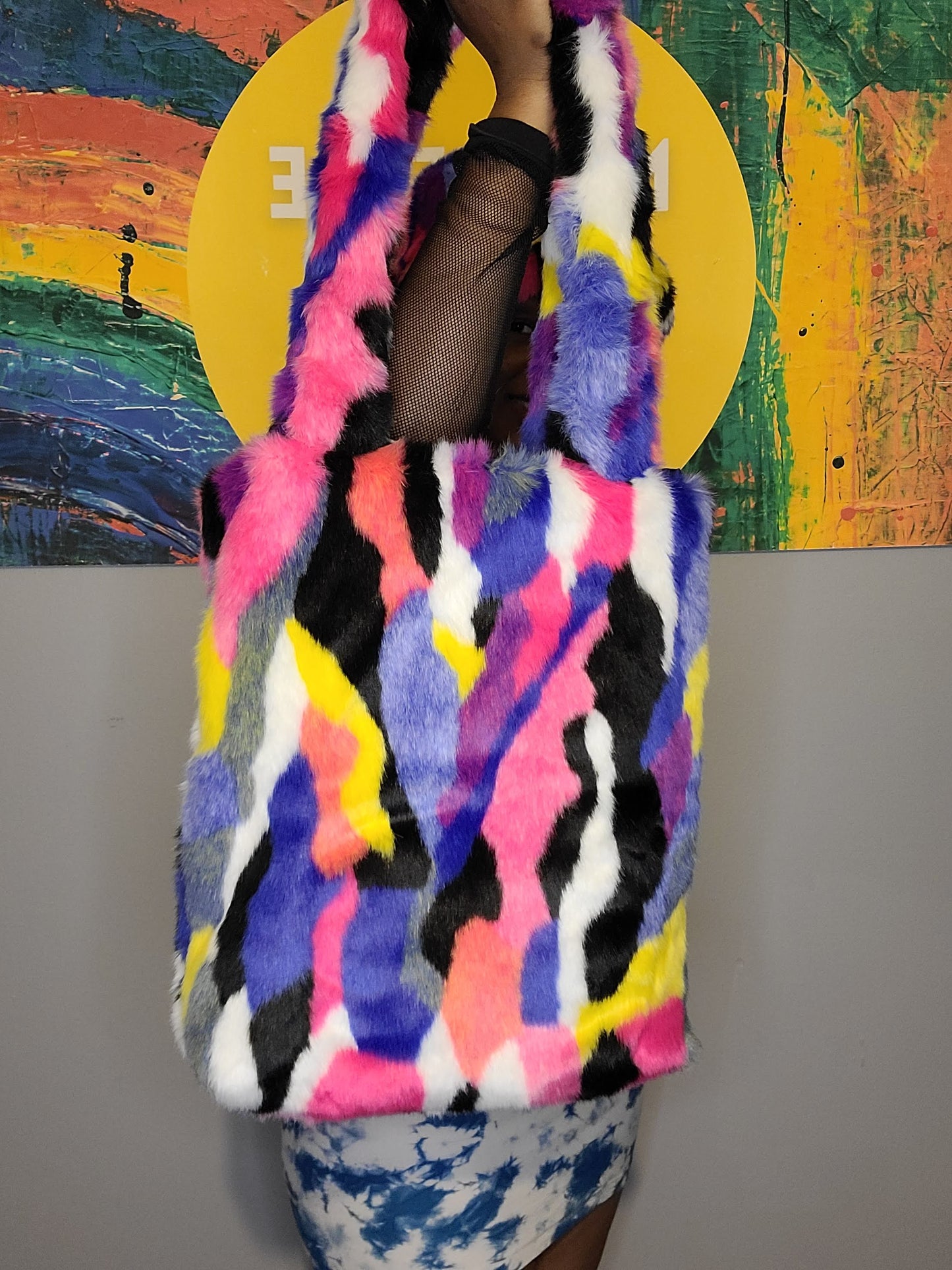 Rainbow Fur Tote Bag